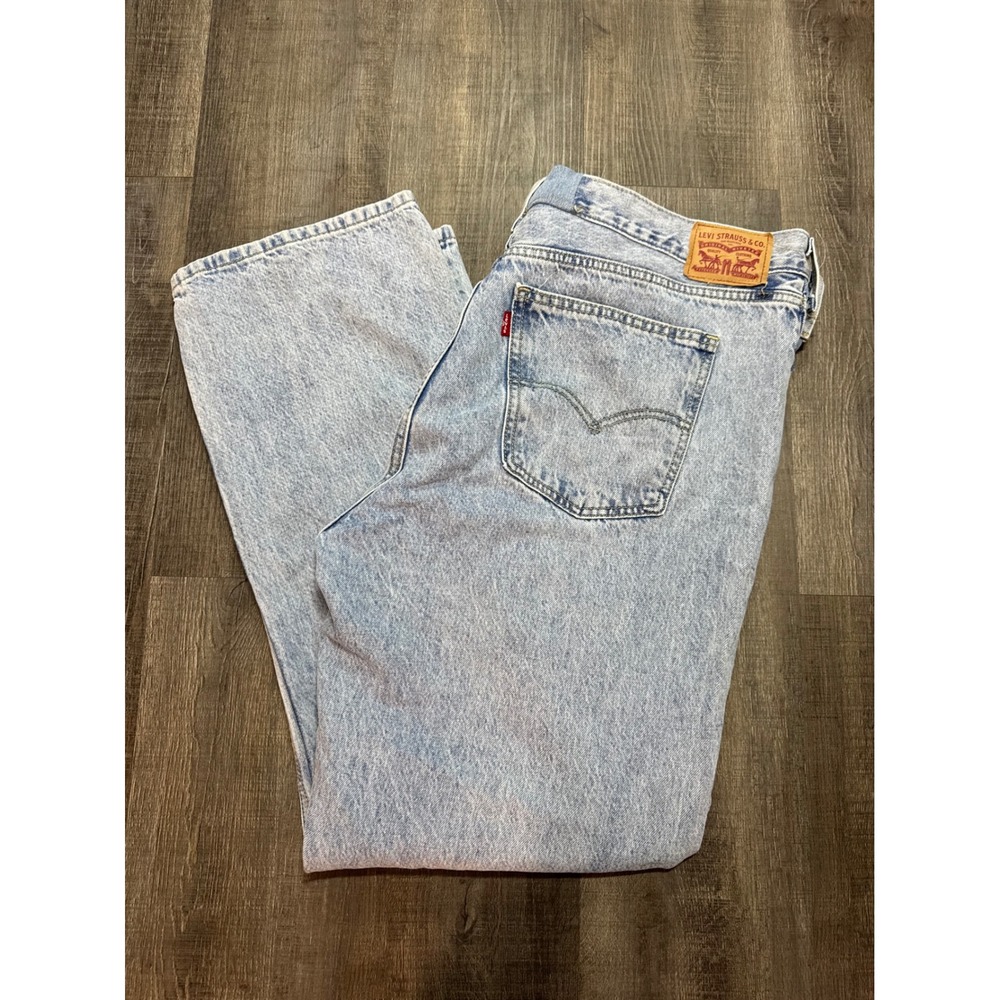 Levis 501 Light Wash Straight Leg Jeans W33 Altered Waistband Acid Wash